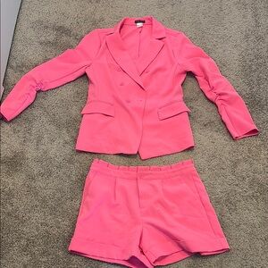 Vibrant Pink Blazer and Shorts Set